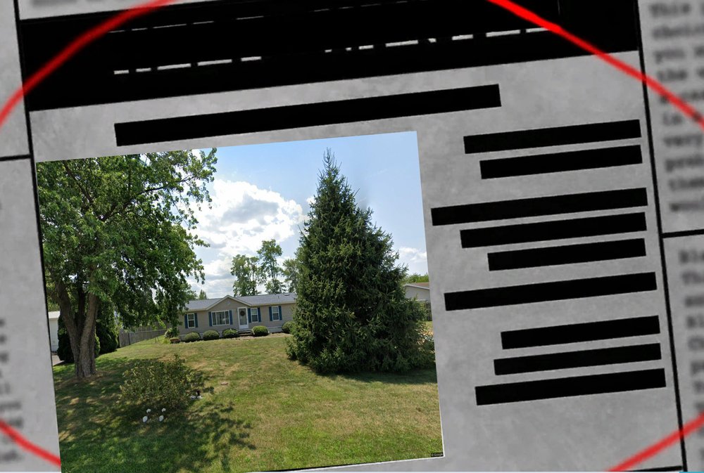 A newspaper clipping about the house